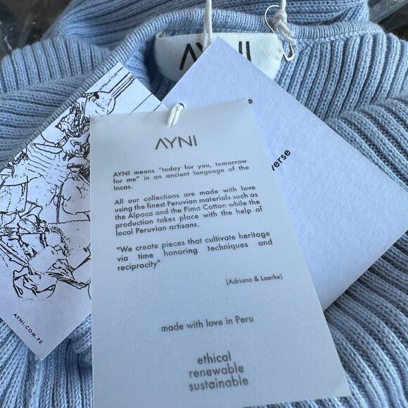 AYNI Milda Midi Ribbed Tank Dress Pastel Blue XS Bodycon Slit Designer $243 NEW - Picture 7 of 10